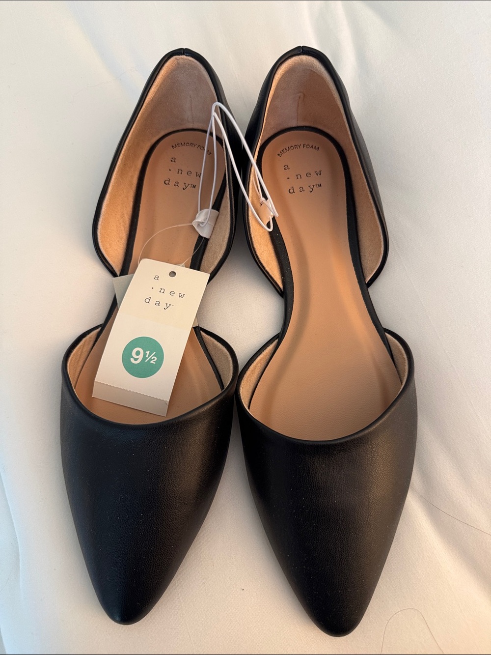 a new day Black Pointed D'Orsay Flats